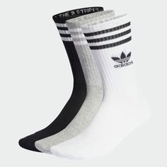 Носки adidas Originals MID CUT CRW SCK, комплект, 3 пары, размер L, белый/серый/черный