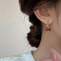 Серьги, искусственный камень, размер 20 мм, золото Нет бренда