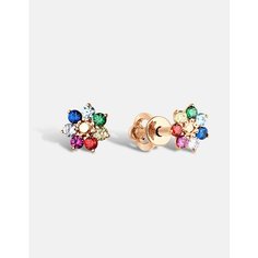 Серьги пусеты DIALVI JEWELRY, красное золото, 585 проба, фианит, , разноцветный