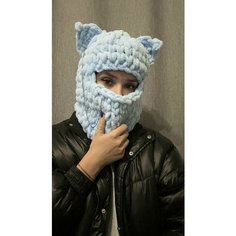 Балаклава для взрослых и детей, размер 54/56, голубой Нет бренда