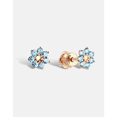 Серьги пусеты DIALVI JEWELRY, красное золото, 585 проба, фианит, , голубой