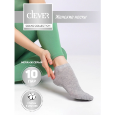 Носки CLEVER, комплект, 10 пар, размер 25, серый