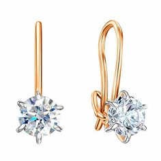Серьги UVILERS, красное золото, 585 проба, фианит
