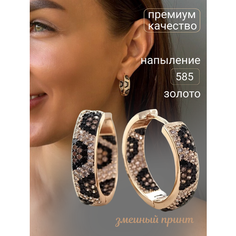 Серьги конго, кристалл, белый, коричневый Bijou Bliss