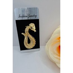 Брошь Fashion jewelry, искусственный камень, 1 шт., золотистый