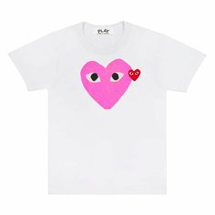 Футболка Comme des Garcons PLAY CDG Play Big Pink Heart T-Shirt, 1 шт., размер XL, белый