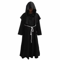Костюм Монаха в стиле средневекового священника черная мантия с капюшоном костюм для косплея на Хэллоуин