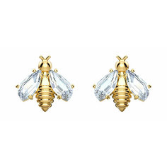 Серьги пусеты SWAROVSKI, кристаллы Swarovski, размер 10 мм, золотистый