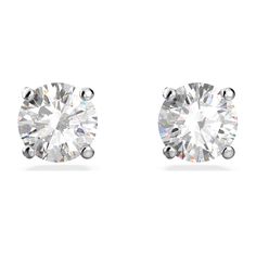 Серьги пусеты SWAROVSKI, кристаллы Swarovski, размер 5 мм, серебристый/белый