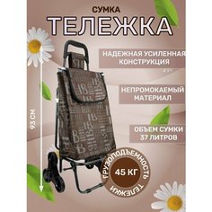 Сумка-тележка , 37 л, 44.5х93х93 см, ручная кладь, коричневый/белый Way Shop