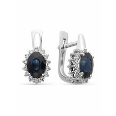 Серьги Dewi, белое золото, 585 проба, бриллиант, сапфир, размер 8 мм, длина 1.4 см, , белое золото