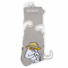 Носки RIPNDIP Носки с котом Лордом Нермалом Nermal S Thompson - Beige, размер Универсальный, бежевый, белый