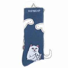 Носки RIPNDIP Носки с котом Лордом Нермалом Lord Nermal - Slate Heather, размер Универсальный, синий