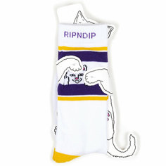 Носки RIPNDIP Носки с котом Лордом Нермалом Peeking Nermal - Purple/Gold, размер Универсальный, белый, зеленый