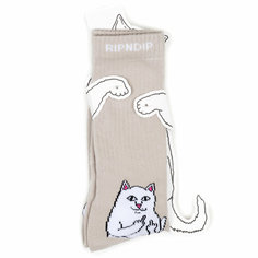 Носки RIPNDIP Носки с котом Лордом Нермалом Lord Nermal - Oatmeal Heather, размер Универсальный, бежевый