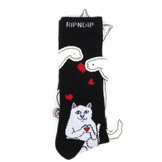 Носки RIPNDIP Носки с котом Лордом Нермалом Nermal Love - Black, размер Универсальный, черный, красный, белый