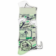Носки RIPNDIP Носки с котом Лордом Нермалом Moneybag - Green, размер Универсальный, бежевый, зеленый
