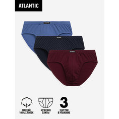 Трусы Atlantic 3MP-179, комплект из 3 шт., размер 48/L, голубой, синий, бордовый