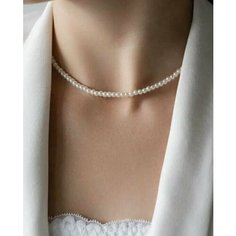 Чокер, гематит, длина 37 см, бесцветный