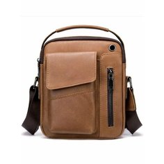 Сумка барсетка GENUINE LEATHER, коричневый