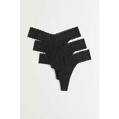 Трусы H&M, комплект из 3 шт., размер L, черно-синий