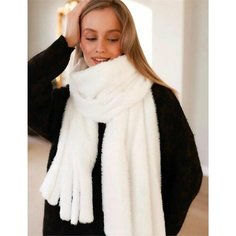 Шарф Нежность для девочек и женщин,230х40 см, one size, белый Cashmere Scarf