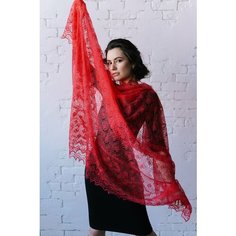 Платок Легендарные Пуховые Платки для женщин,150х150 см, красный
