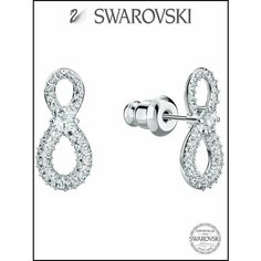 Серьги SWAROVSKI, размер 2 мм, белый, серебряный