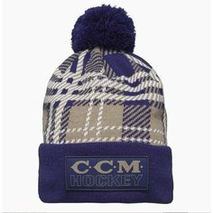 Шапка бини CCM HOLIDAY POM KNIT для взрослых и детей, размер OSFA, бежевый/синий