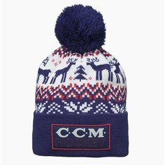 Шапка бини CCM HOLIDAY POM KNIT для взрослых и детей, размер OSFA, красно-синий