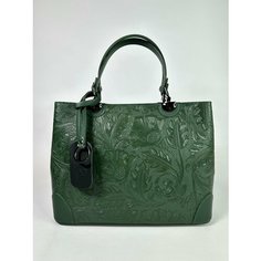 Сумка тоут Vera Pelle, фактура рельефная, зеленый