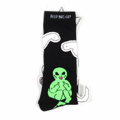 Носки RIPNDIP Носки с инопланетянином Alien - Black, размер Универсальный, черный, белый, зеленый