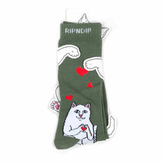 Носки RIPNDIP Носки с котом Nermal Loves - Olive, размер Универсальный, черный, красный, зеленый