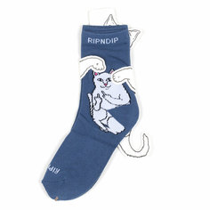 Носки RIPNDIP Носки с котом Mid - Lored Nermal - Slate, размер Универсальный, черный, белый, синий
