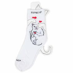Носки RIPNDIP Носки с котом Mid - Nermal Loves - White, размер Универсальный, черный, красный, белый