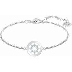 Жесткий браслет SWAROVSKI, кристаллы Swarovski, размер 16.5 см, серебристый