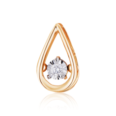 Подвеска Ювелир Карат, красное золото, 585 проба, бриллиант, золотистый