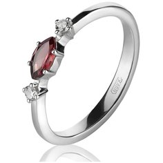 Кольцо BRAU, серебро, 925 проба, родирование, гранат, фианит, размер 16, красный