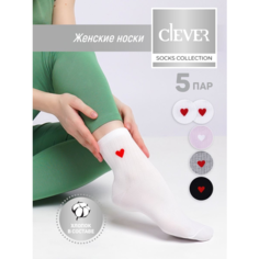 Носки CLEVER, комплект, 5 пар, размер 25, белый