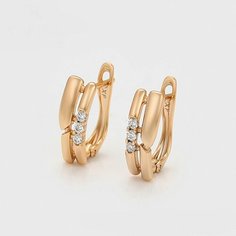 Серьги XUPING JEWELRY, фианит, Swarovski Zirconia, размер 16 мм, золотой