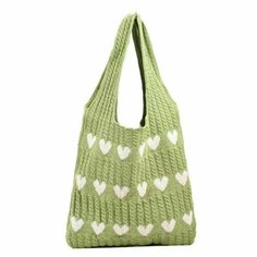 Сумка шоппер , фактура вязаная, зеленый Нет бренда