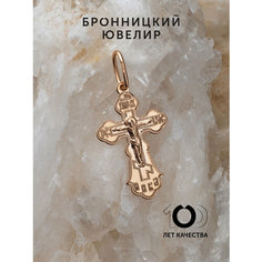 Крестик Бронницкий Ювелир, красное золото, 585 проба, золотистый