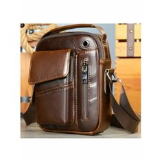 Сумка барсетка GENUINE LEATHER, кофейный