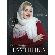 Платок для женщин,200х90 см, голубой, белый Пуховый город