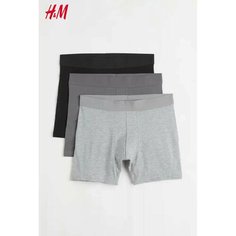Трусы H&M, комплект из 3 шт., размер M, серый