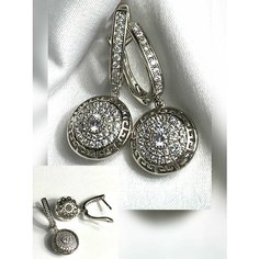 Серьги Florento, кристалл, размер 12 мм, серебряный, бесцветный