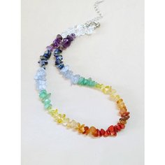 Чокер ENJOY Украшения из камней, цитрин, нефрит, аквамарин, хризолит, горный хрусталь, аметист, сердолик, коралл, длина 45 см, разноцветный