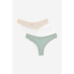 Трусы H&M, комплект из 3 шт., размер L, бежевый