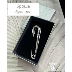 Брошь, стразы, серебристый Нет бренда