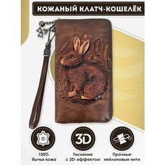 Кошелек Dzett, фактура тиснение, коричневый